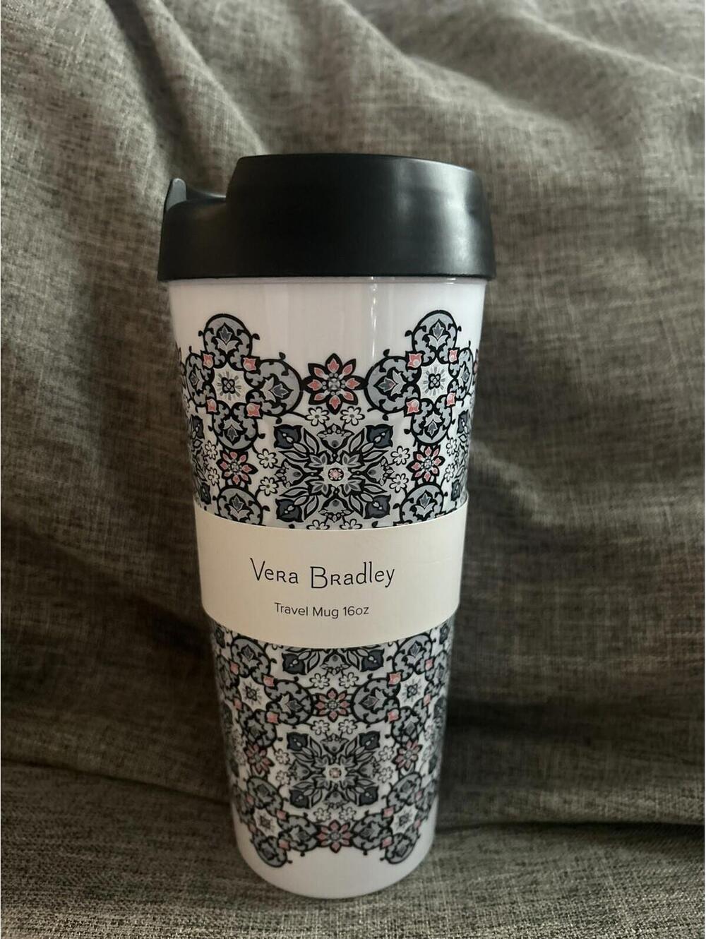 Vera Bradley Travel Mug In Lisbon Medallion 16 Ounce Cup BPA Free New